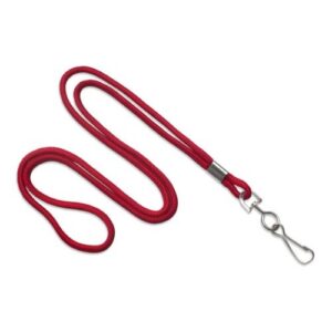 Red economy nylon lanyard with swivel hook attachment.